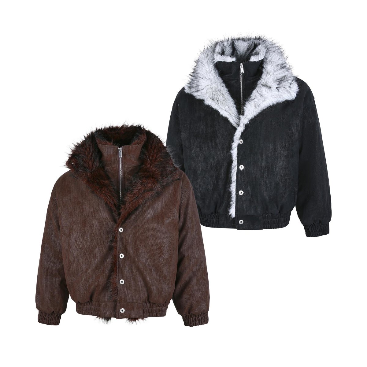 Faux Fur Cropped Jacket with Oversized Collar | SEAKOFF – Image 2