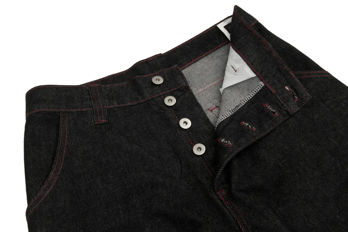 Seakoff Multi-Button Wide Leg Denim Pants | Contrast Stitch – Image 9