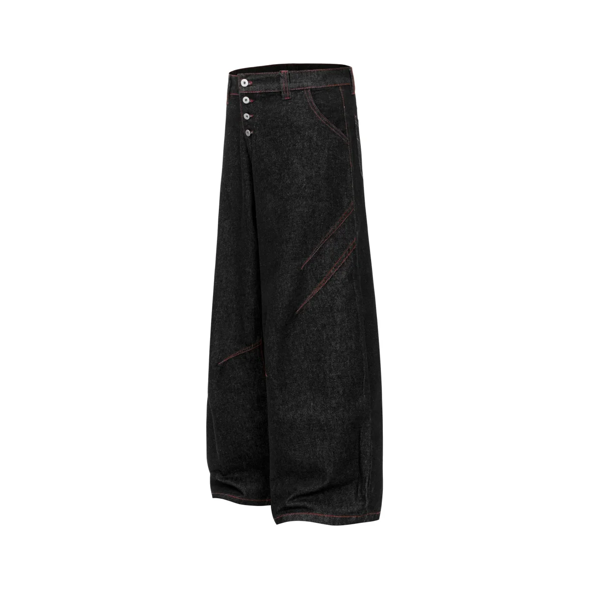 Seakoff Multi-Button Wide Leg Denim Pants | Contrast Stitch – Image 5