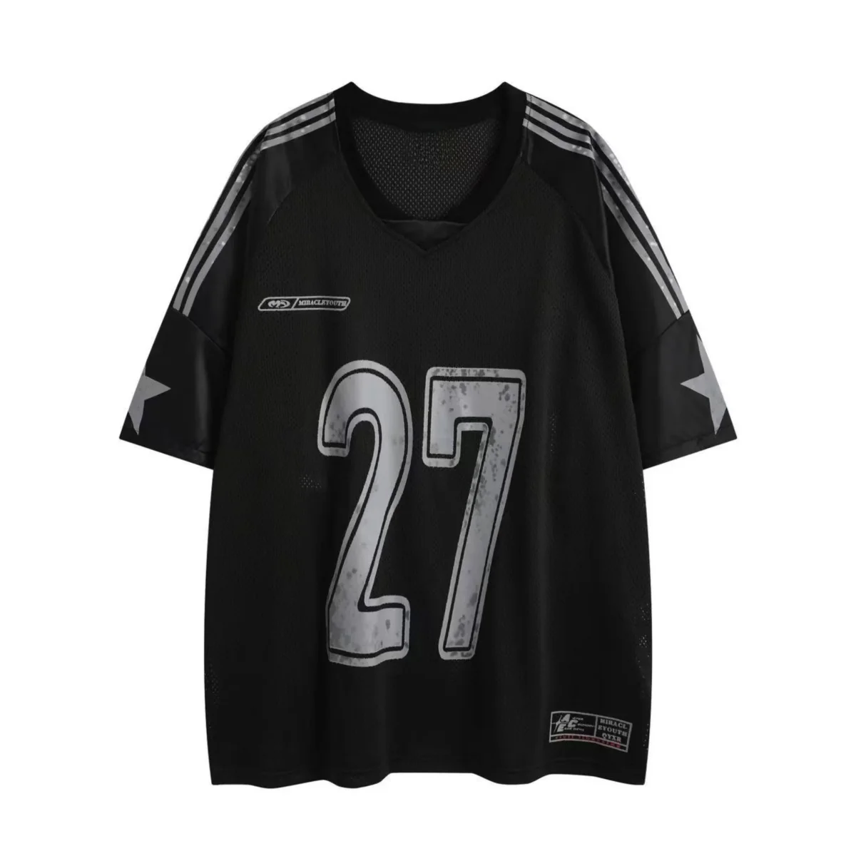 Split Mesh Varsity Graphic Tee | Number 27 Streetwear Jersey – Image 5