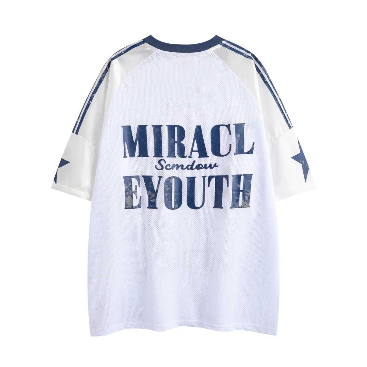 Split Mesh Varsity Graphic Tee | Number 27 Streetwear Jersey – Image 4