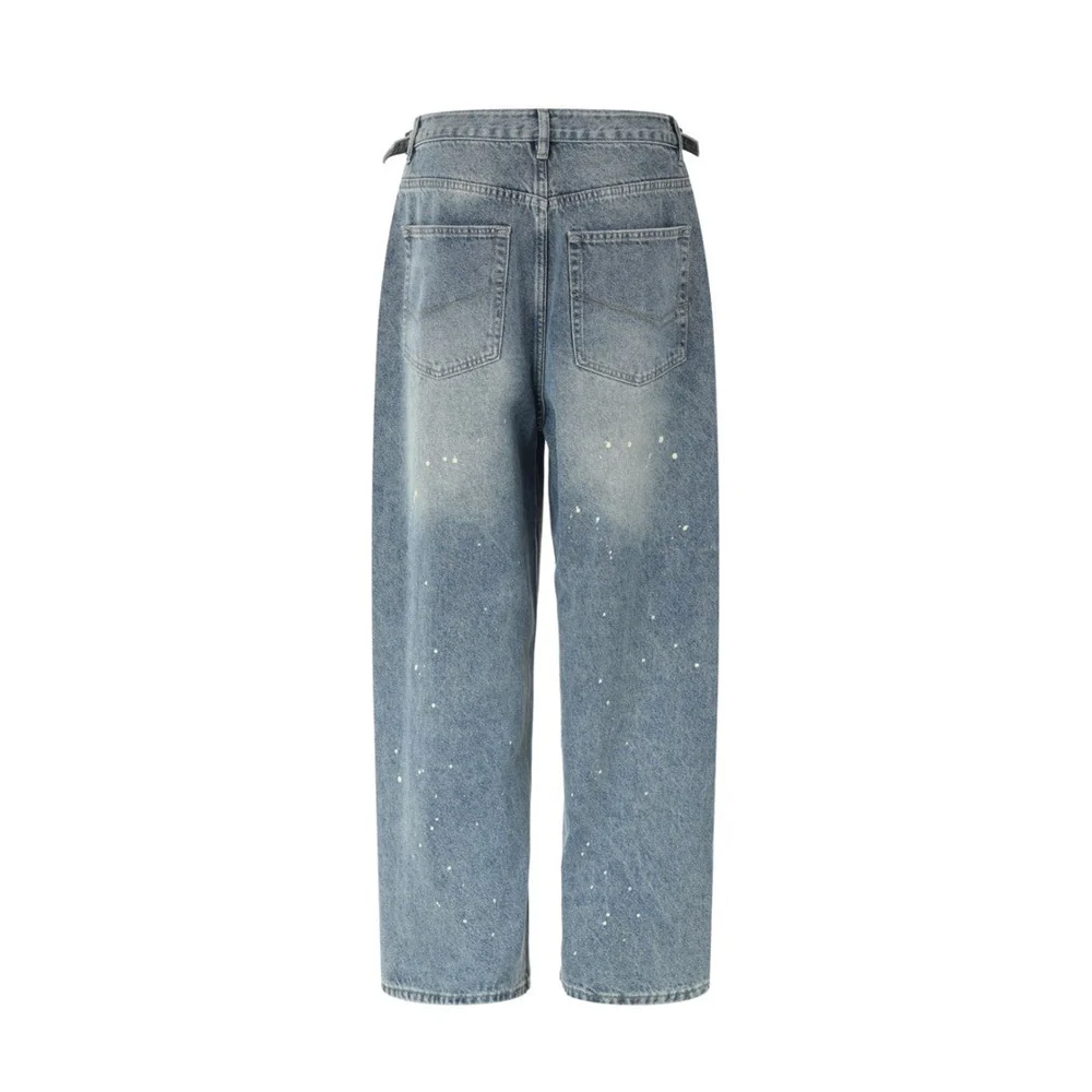 Men's Relaxed Fit Jeans with Floral Graffiti Print – Wide Leg Straight Denim – Image 8