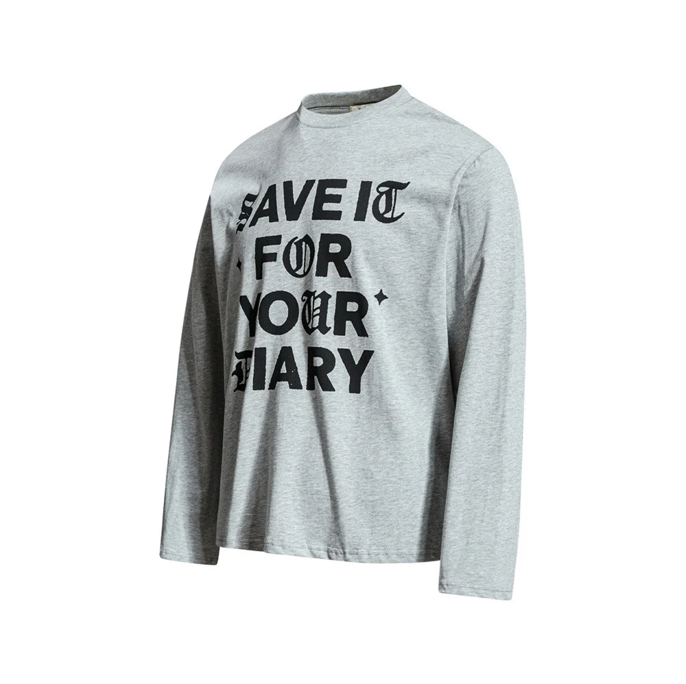 Gothic Letter Print Long Sleeve Tee – Relaxed Fit Crew Neck Graphic Shirt – Image 7