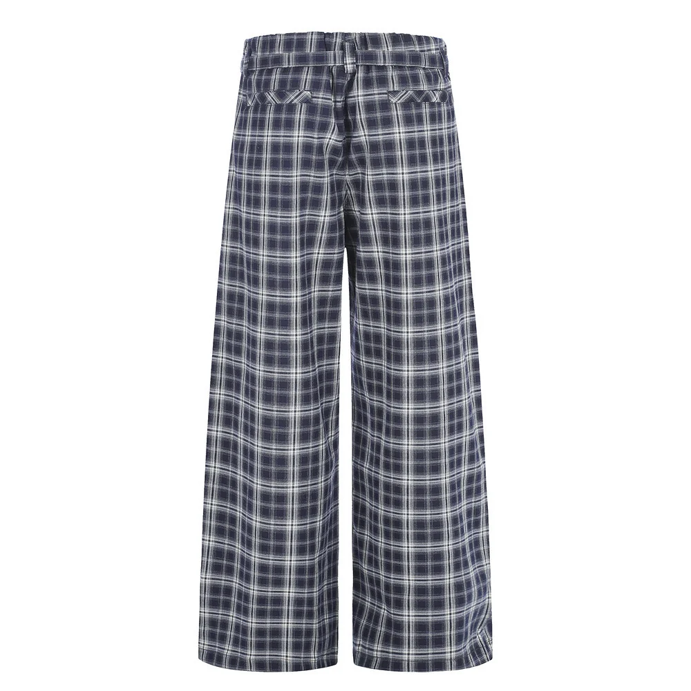 Men's Plaid Wide-Leg Trousers – Loose Fit Straight-Cut Pants – Image 5