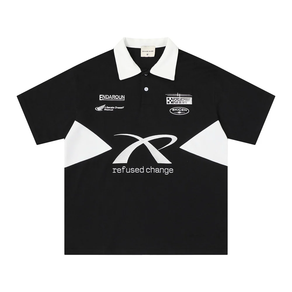 Racing Motorsport Graphic Polo Shirt – Colorblock Short Sleeve – Image 5