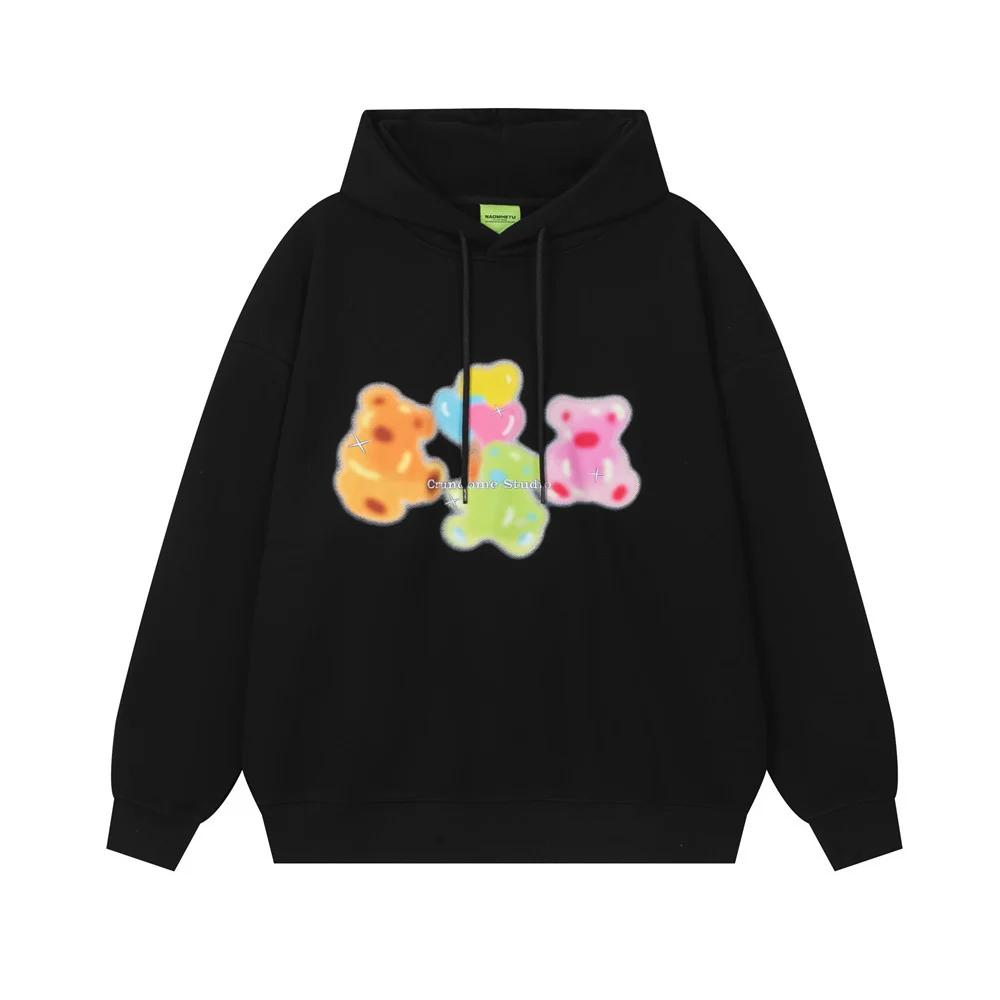 Cartoon Gummy Bear Print Oversized Pullover Hoodie – Image 3