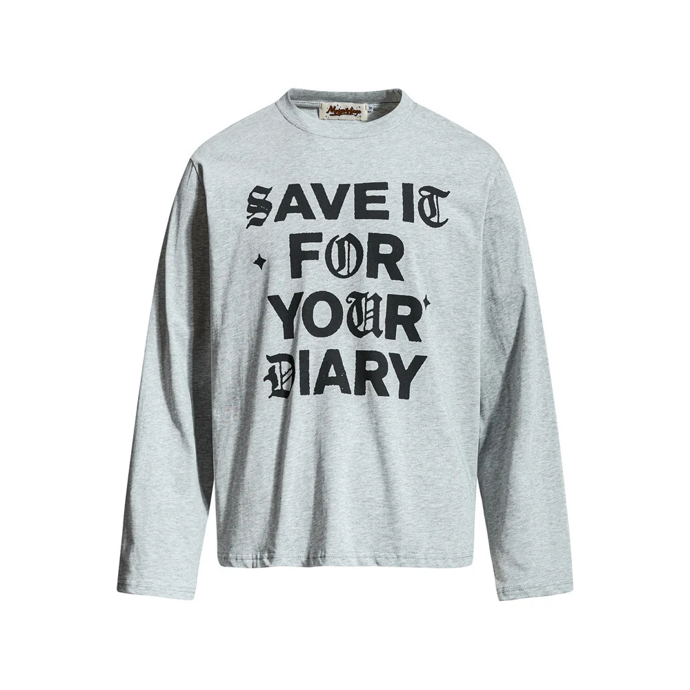 Gothic Letter Print Long Sleeve Tee – Relaxed Fit Crew Neck Graphic Shirt – Image 6