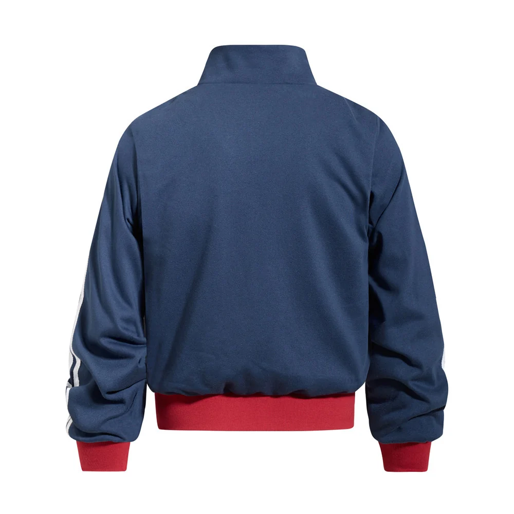 Embroidered Bomber Jacket Mens Star Print Track Jacket with Stripe Sleeves – Image 8