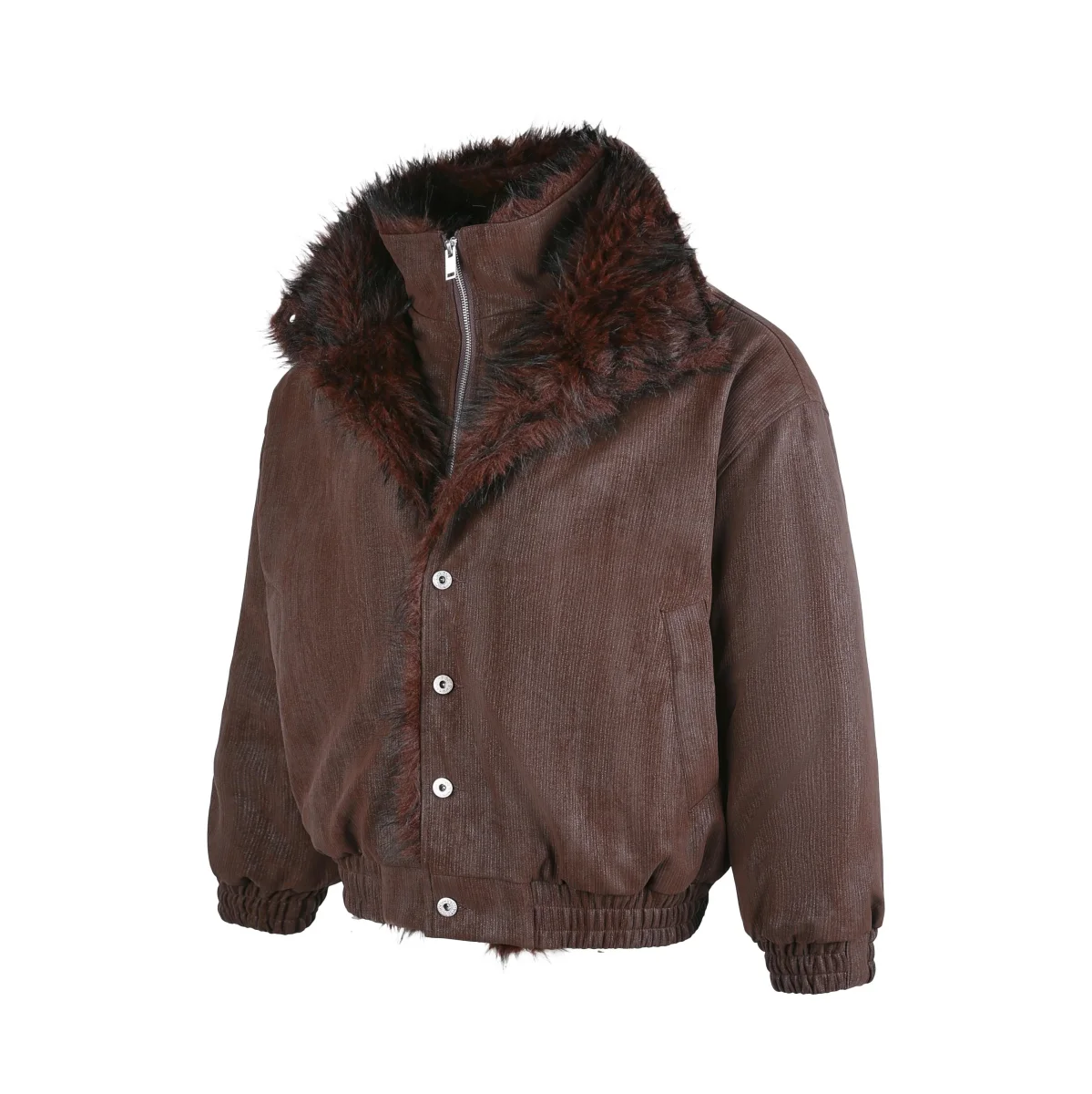 Faux Fur Cropped Jacket with Oversized Collar | SEAKOFF – Image 7