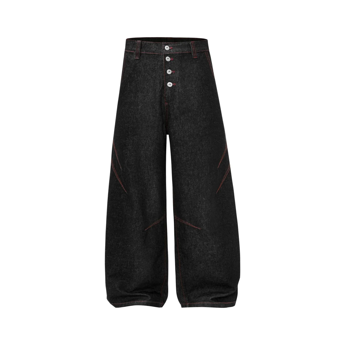 Seakoff Multi-Button Wide Leg Denim Pants | Contrast Stitch – Image 4
